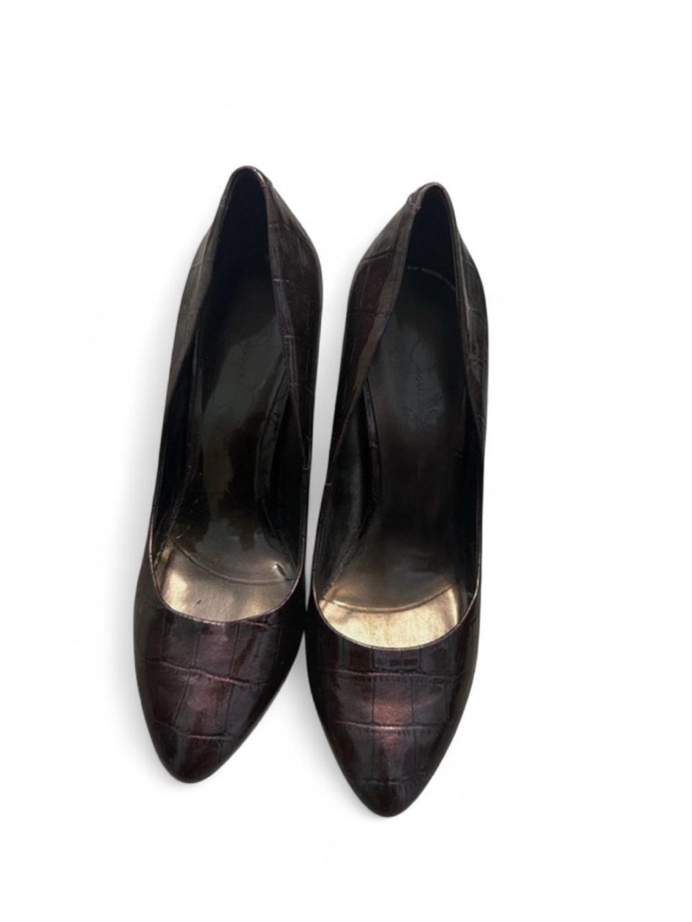Jessica Simpson Pointed-Toe Croc-Embossed Pumps in Dark Brown